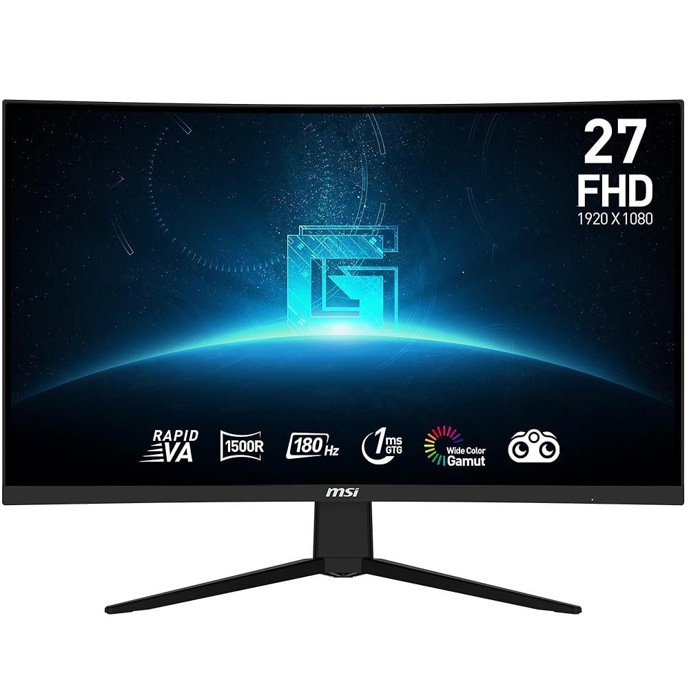 MSI 27-Inch Curved Gaming Monitor (G27C3F) – Full HD 1920 x 1080, 180Hz Refresh Charge, 1ms Response Time, Non-Glare, Free Sync – Black