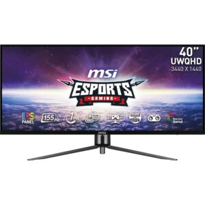 MSI MAG401QR 40-Inch Gaming Monitor – 3440 x 1440 (UWQHD), IPS, 155Hz, FreeSync Premium, HDR400, HDMI, DisplayPort, USB-C, Tilt, Black