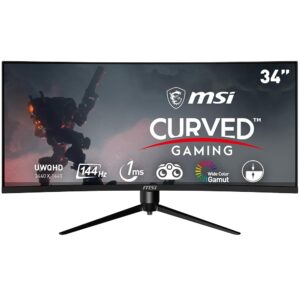 MSI Optix MAG342CQR 34” Curved Gaming Monitor – 21:9 Facet Ratio, 1500R Curvature, Slender Bezel, 3440 x 1440 (UWQHD) Decision, 144Hz Refresh Fee, 1ms Response Time,…