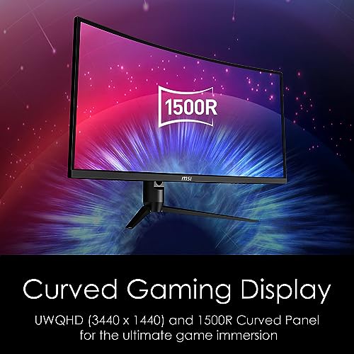 MSI Optix MAG342CQR 34” Curved Gaming Monitor – 21:9 Facet Ratio, 1500R Curvature, Slender Bezel, 3440 x 1440 (UWQHD) Decision, 144Hz Refresh Fee, 1ms Response Time,...