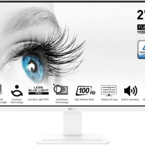 MSI Professional MP273AW 27-Inch Monitor – 1920 x 1080 (FHD), IPS Panel, 100Hz Refresh Fee, TUV Licensed Eye Care, 4ms Response Time, DisplayPort, HDMI, Adjustable Tilt, White End