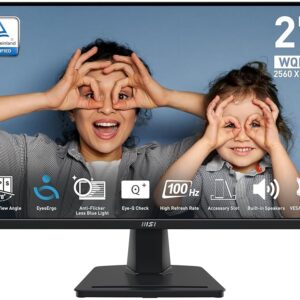 MSI PRO MP275Q 27-Inch WQHD Workplace Monitor – 2560 x 1440 IPS Show, 100 Hz Refresh Price, Eye-Care Options, Built-in Audio system, Tilt Adjustable – HDMI 2.0b, DP (1.2a)