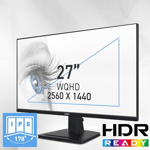 MSI PRO MP275Q 27-Inch WQHD Workplace Monitor - 2560 x 1440 IPS Show, 100 Hz Refresh Price, Eye-Care Options, Built-in Audio system, Tilt Adjustable - HDMI 2.0b, DP (1.2a)